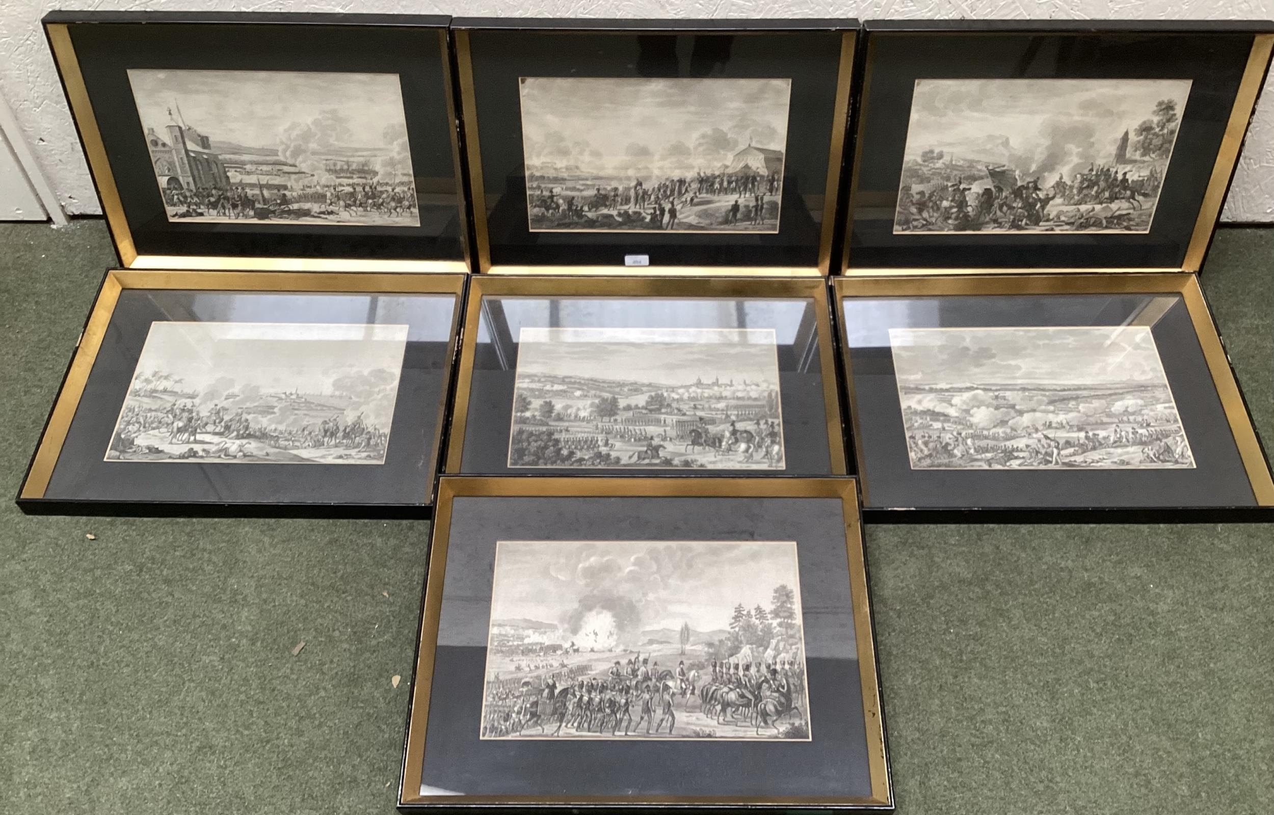 A set of framed and glazed black and white Napoleonic prints (7) - Image 4 of 4