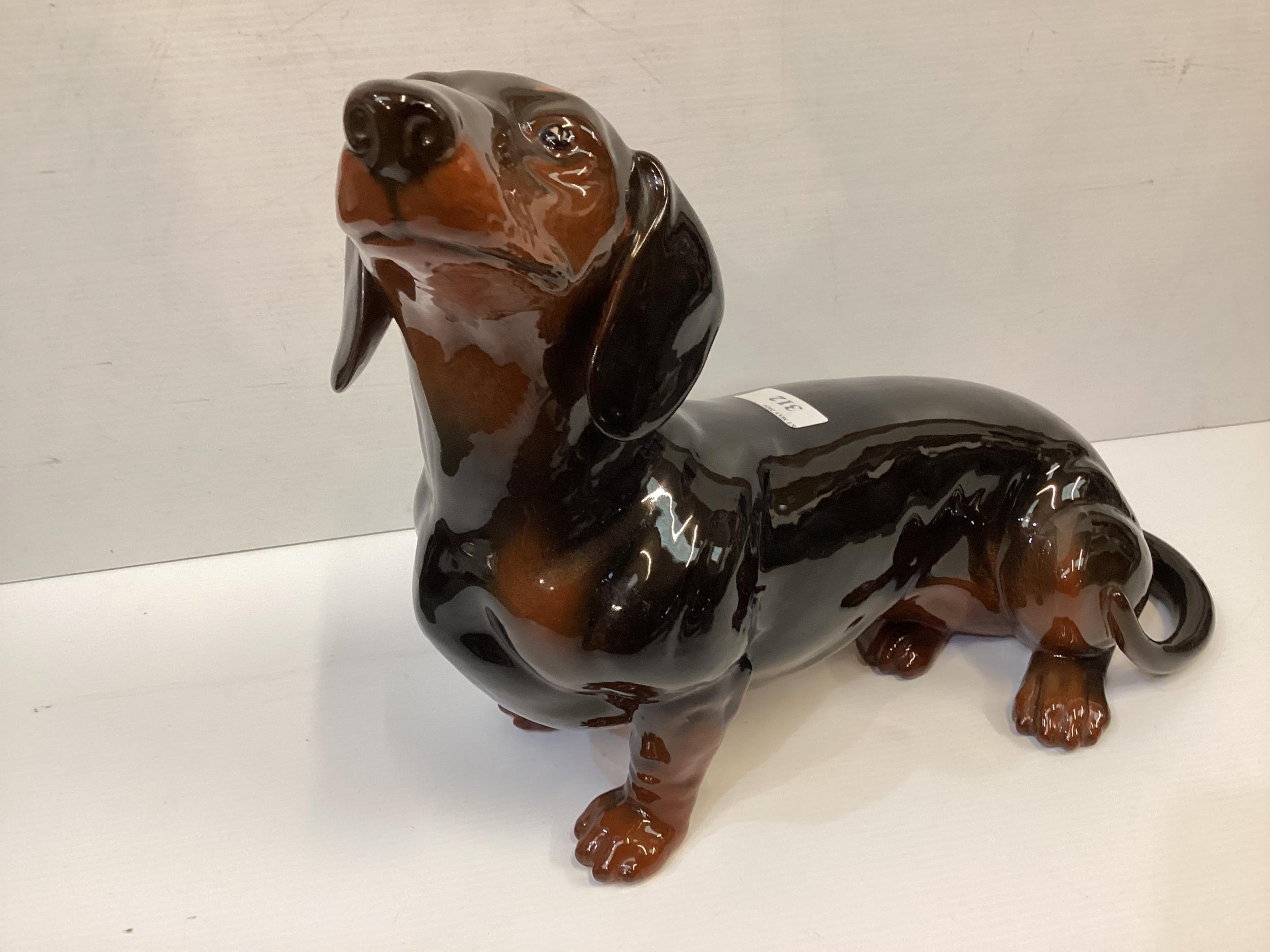 Three china dogs to include a Beswick Dachsund, A German Shepherd, Nymphenburg seated dog - Image 5 of 7