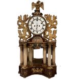 An Austrian Biedermeier style "portico" clock with later French Movement, and later star holes to