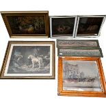 A quantity of pictures and prints to include an oil on canvas of Epping Frost, signed Atkinson lower