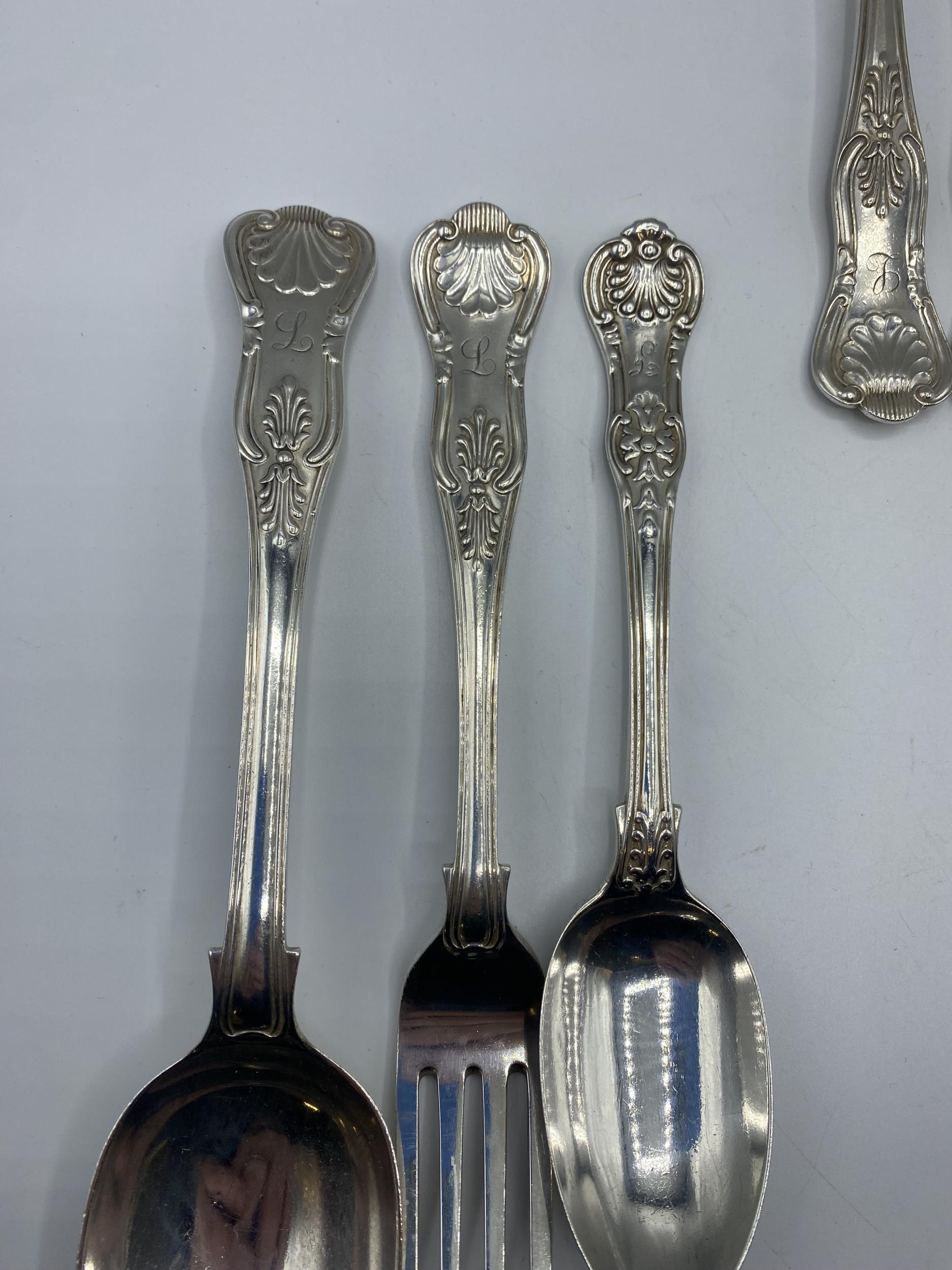 A sterling silver six person service , Elkington and Co, James Dixon and son in the Kings pattern. - Image 2 of 6