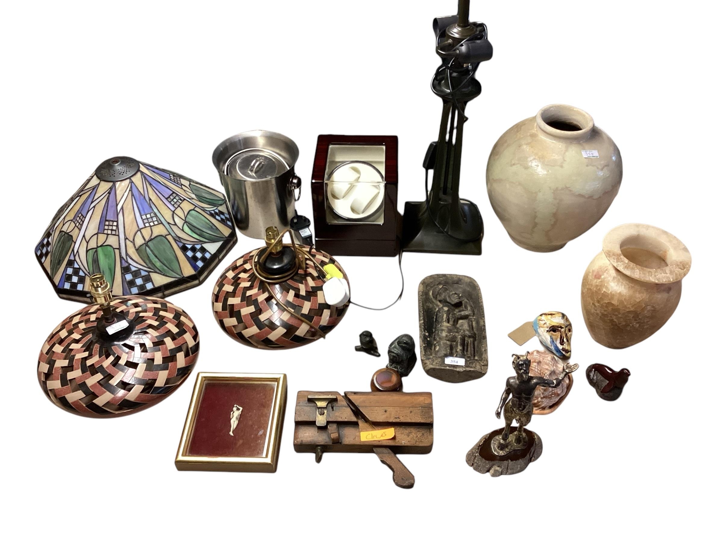 A quantity of various collectables, house clearance to include a jewellery display, ice bucket, a