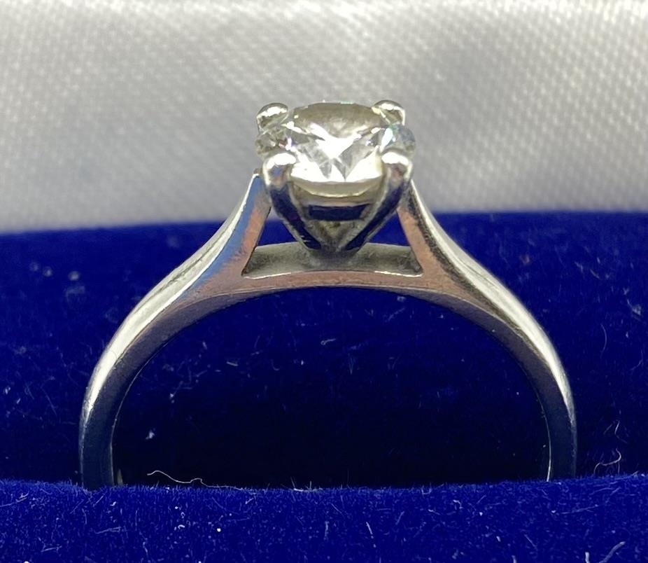 A platinum and single stone diamond ring together with related platinum wedding band. Single - Image 2 of 4