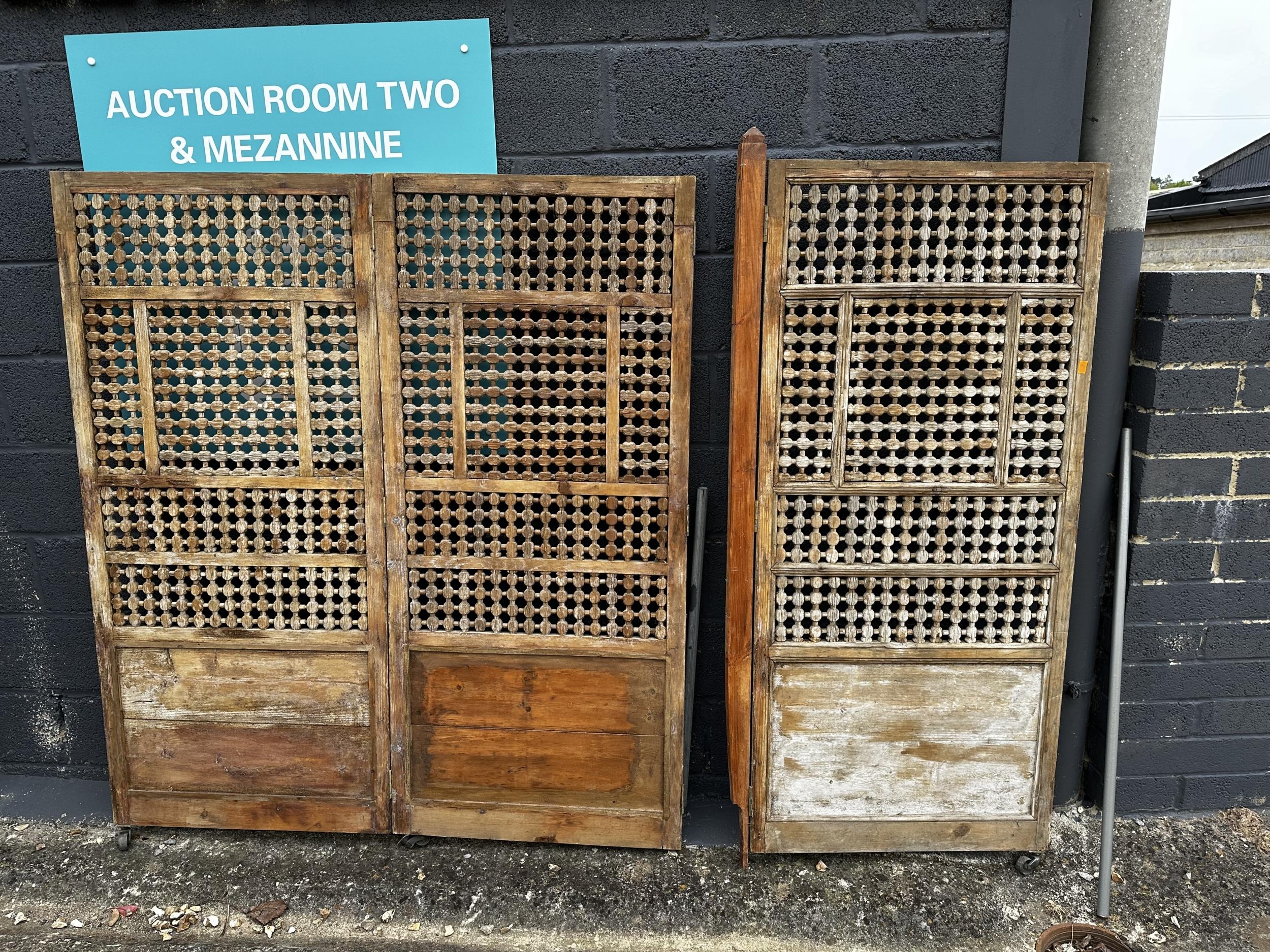Reclamation: a quantity of old wooden panelling doors etc, approx 172H x 175 W, Fawley Manor