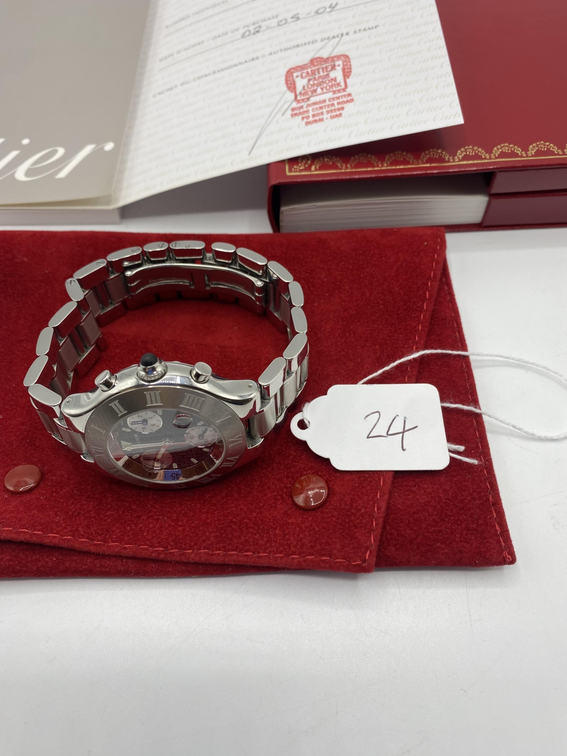 Cartier, A Gentleman's Cartier Chronoscaph 21 stainless steel wristwatch. 38mm case , black face - Image 6 of 7