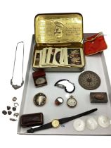 A collection of miscellaneous items, to include yellow metal ladies pocket watch sterling silver