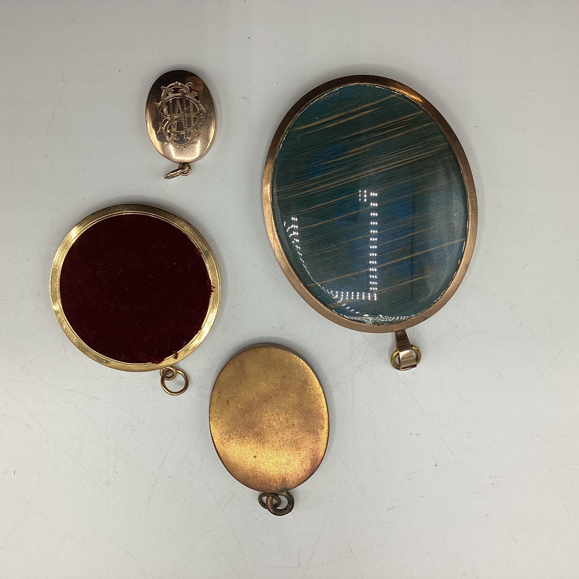 A collection of four yellow metal mounted miniature picture lockets , the largest indistinctly - Image 2 of 2