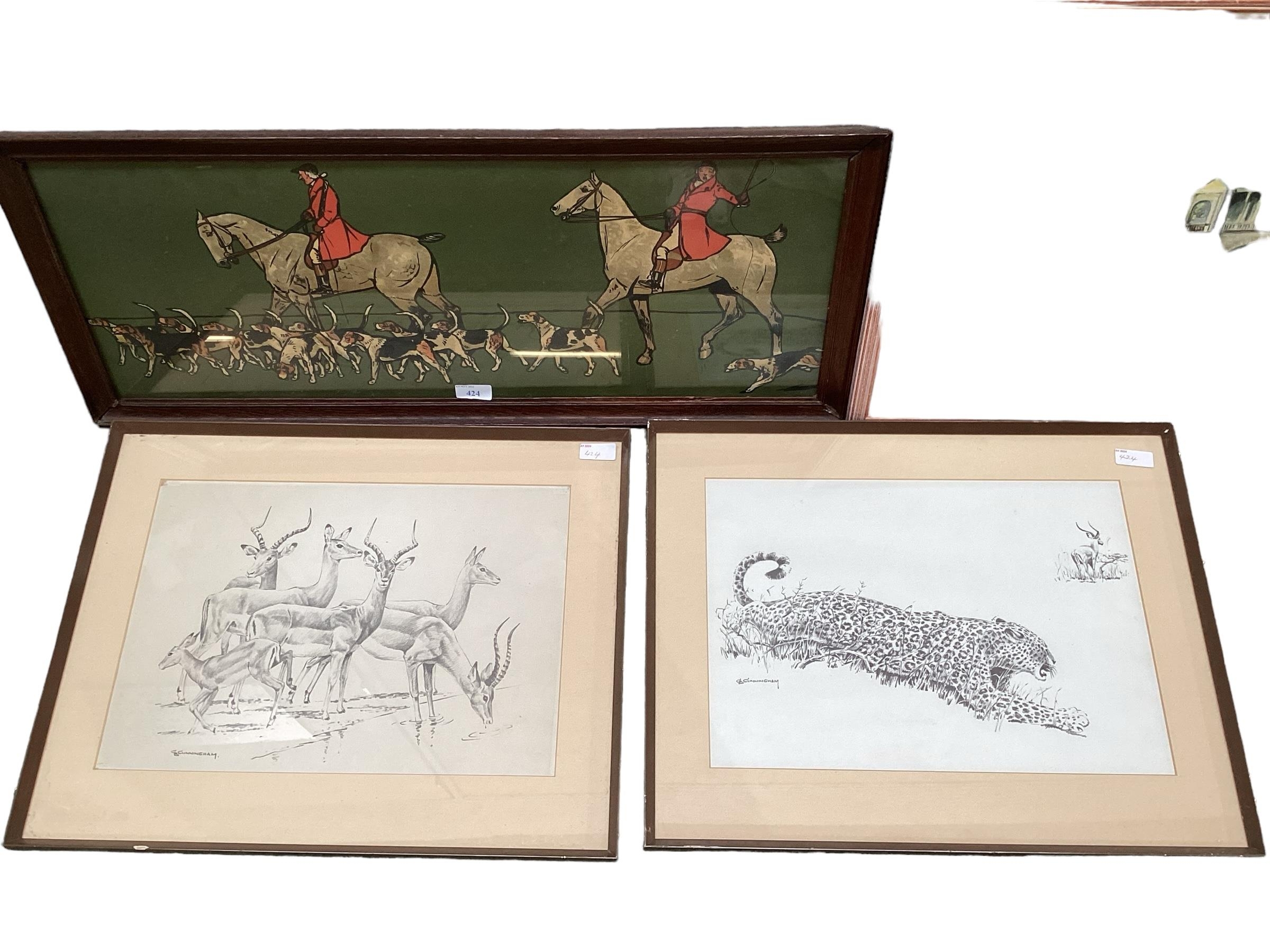 Quantity of pictures and prints to include a Cecil Aldin Hunting print, and a set of framed and - Image 14 of 14