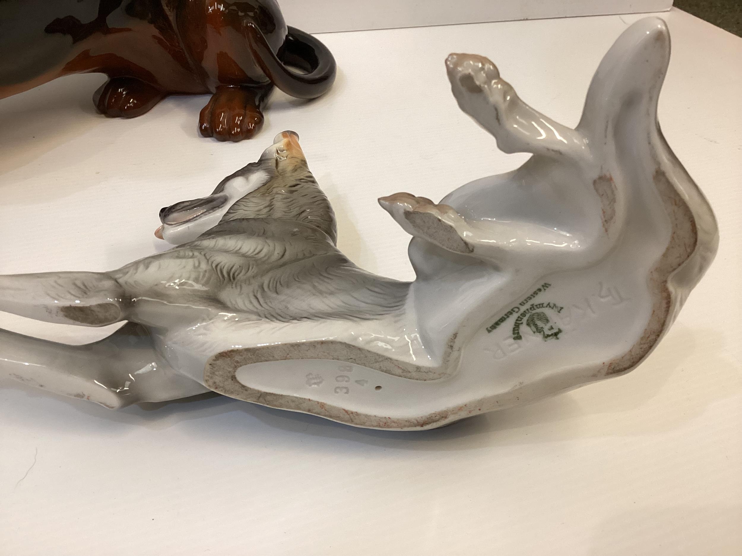 Three china dogs to include a Beswick Dachsund, A German Shepherd, Nymphenburg seated dog - Image 4 of 7