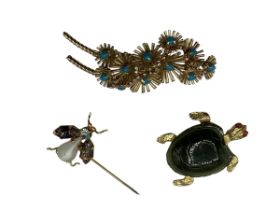 Collection of couture / costume jewellery to include vintage Grosse yellow metal flower brooch,