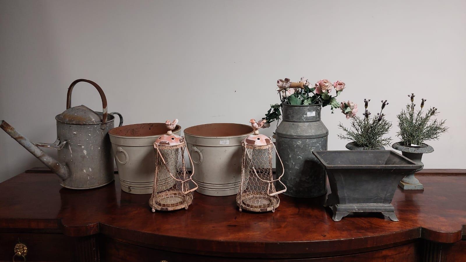 A quantity of various decorative pots and planters etc