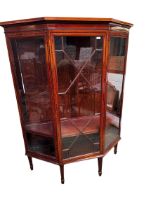 A good Edwardian mahogany and line inlaid astragal glazed display cabinet raised on four tapered