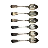 A set of six sterling silver desert spoons, Edward Edwards Birmingham 1857. 254 g