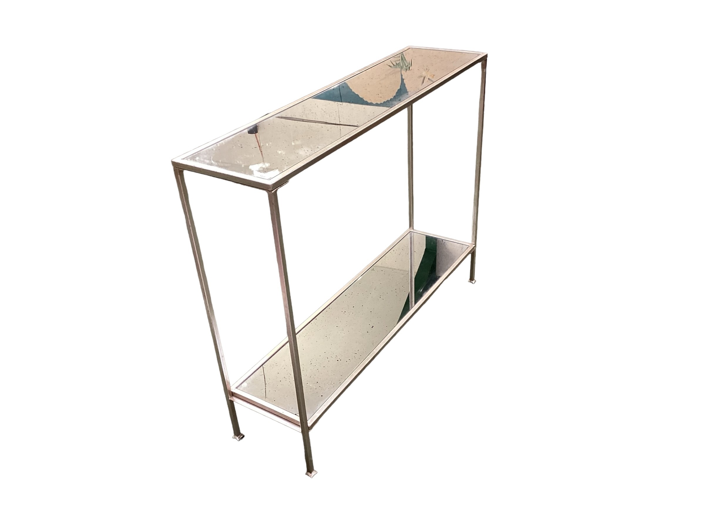 OKA metal and mirrored two tier console table 100cm W x 2y cm D x 80.5 cm H - Image 2 of 2