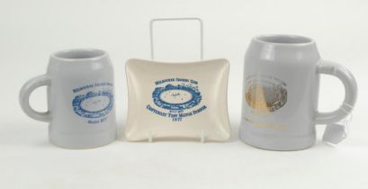 Melbourne Cricket Club. Centenary Test Match Dinner 1977’. Two ceramic tankards and ashtray with