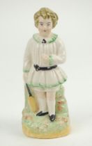 Staffordshire figure. Original Staffordshire 19th century pottery figure of a child holding a