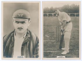 Lancashire C.C.C. Two Godfrey Phillips ‘Pinnace’ premium issue cabinet size mono real photograph