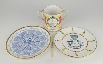 M.C.C. Bicentenary 1787-1987. Spode china two handled loving tankard with decoration and titles to