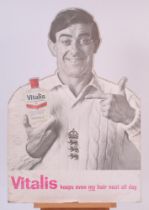 Fred Trueman. ‘Vitalis- Keeps even my hair neat all day’. Original 1960’s free standing card