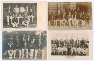 Gloucestershire C.C.C. 1903-1930. Four early original mono and sepia real photograph postcards of