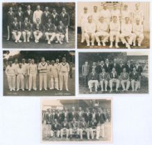 Kent C.C.C. 1929- c.1935. Five mono and sepia real photograph postcards of Kent teams, the