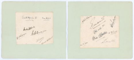 South Africa tour to England 1935. Album page signed in ink by thirteen members of the South African