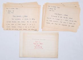 J.M. Kilburn, cricket journalist and author. Two handwritten manuscripts for articles written by