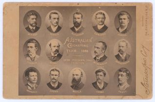 Australian tour to England 1888. Rare original sepia cabinet card of the Australian touring party,