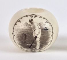 Kumar Shri Ranjitsinhji. Sussex & England 1895-1920. A stoneware circular match holder with transfer