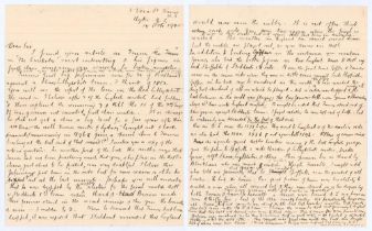 A.F. Wiren letter to Plum Warner 1940. Lengthy two page handwritten letter with good cricket content