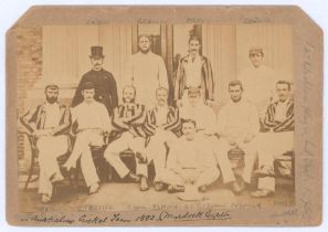 Australia tour to England 1882. Early original sepia photograph of twelve members of the