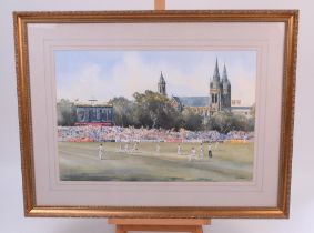 ‘Australia v England, The Ashes, Adelaide Oval circa 1980/90’s. Large and original watercolour