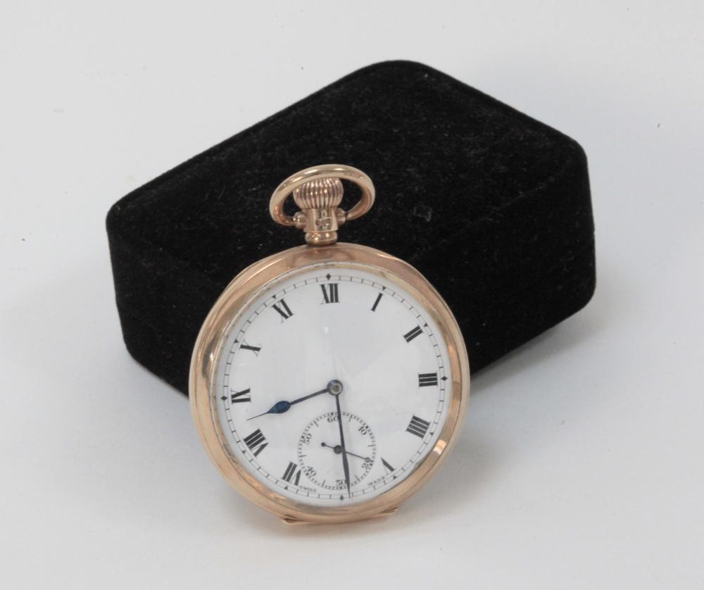 Alfred Percy Freeman. Kent & England 1914-1936. Nine carat gold open faced pocket watch with - Image 2 of 3