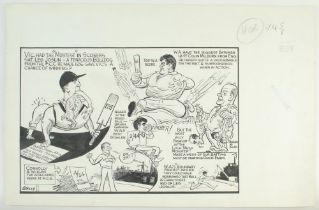 ‘Victoria v Western Australia 1966’. Large and impressive original pen and ink caricature/ cartoon
