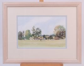 ‘Cricket on Abbey Field’. Original watercolour painting with an impressionism feel by Jeffy Salt.