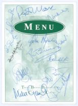 The Lord’s Taverners. Official menu for a dinner held at Trent Bridge, Nottingham. The menu undated,