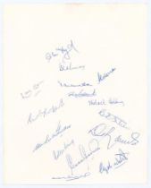 West Indies tour to England 1976. Large plain white page nicely signed in blue ink by fifteen