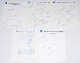 Gloucestershire C.C.C. 1982-2003. Fifteen official autograph sheets for seasons 1982 (22), c.1984 (