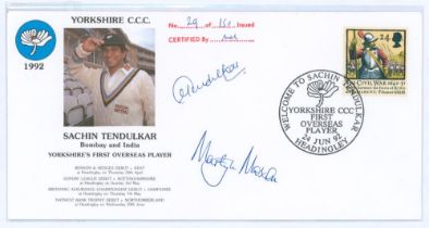 Sachin Tendulkar. Yorkshire’s First Overseas Player 1992. Limited edition first day cover signed