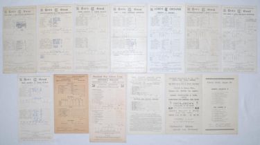 Wartime cricket 1942. A good selection of twelve official scorecards for matches played in 1942.