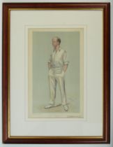 Pelham Francis Warner, Middlesex & England 1894-1929. Signed Vanity Fair colour chromolithograph