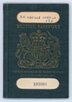 Sir Neville Cardus, cricket writer and journalist 1888-1975. Neville Cardus’s original blue passport