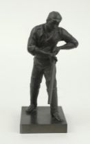 Charles Burgess Fry. Early 20th century spelter figure of C.B. Fry wearing cricket cap portrayed