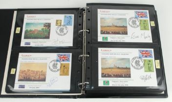 Signed cricket first day covers 1970-2000’s. Dark green album containing one hundred and four