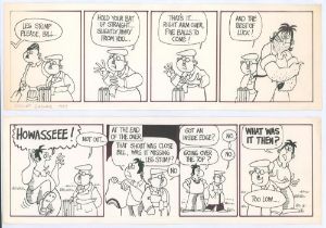 Steve Garner. Cartoonist. Four original pen and ink comic cricket strips by Steven Garner. One