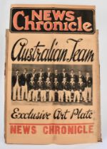 Australian tour of England 1938. Large original ‘News Chronicle’ advertising and promotional