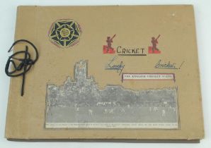 ‘Cricket Lovely Cricket’ late 1940/ 1950’s. Card album/scrapbook, tied with cord to the right hand
