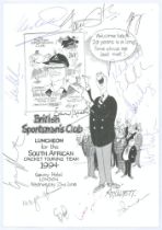 South African tour of England 1994. Official menu for the British Sportsman’s Club luncheon given to