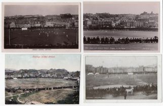 Sussex. Hastings and Hove cricket grounds. Two mono real photograph postcards depicting matches in