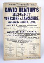 David Denton. Yorkshire & England 1894-1920. ‘David Denton’s Benefit. Yorkshire v Lancashire,